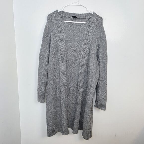 Torrid Gray Cable Knit At The Knee Thick Winter Cute Sweater Dress Size 3X - Picture 2 of 7